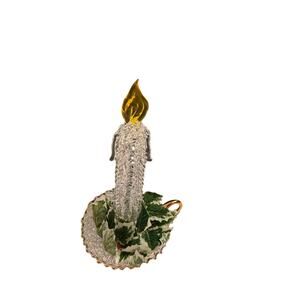 Vtg Silvestri Crystal Keepsakes Chamberstick w/ Candle New in Box Holiday 1998